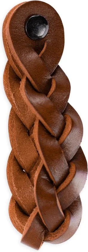 Leren handgrepen - Cognac - 6 stuks - Gevlochten - 20 x 2,5 cm - incl. 3 kleuren schroeven - Handgrepen leer thumbnail 4