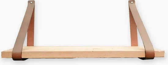 Leren plankdragers - Taupe - 2 stuks - Echt leer - Taupe plankendragers - Wandplank industrieel - Legplankdrager thumbnail 5