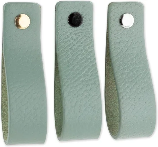 Leren handgrepen - Vaalgroen - 4 stuks - 20,0 x 2,5 cm - incl. 3 kleuren schroeven - Handgrepen leer - Leren meubelgreep thumbnail 4