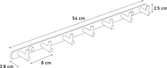 Brute Strength - RVS Kapstok 7 - haaks - 54 cm - Mat Zwart - Wandkapstok - Hangende Design Muurkapstok thumbnail 8