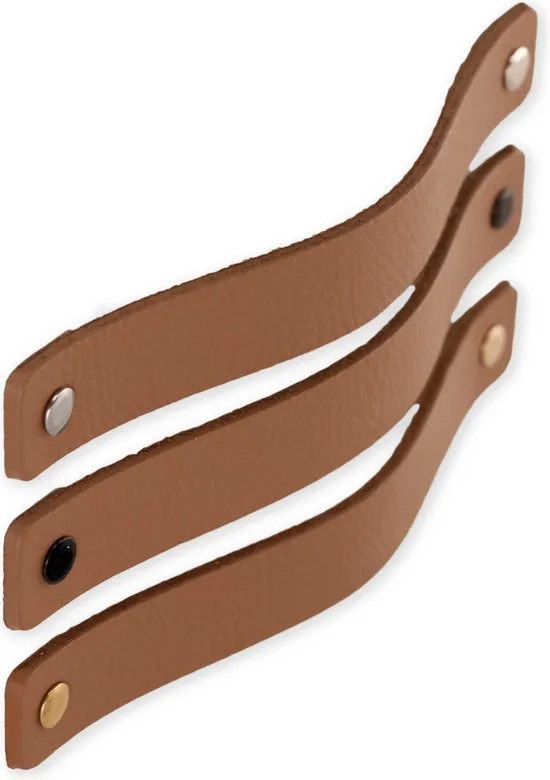 Leren handgrepen - Taupe - 4 stuks - 20,0 x 2,5 cm - incl. 3 kleuren schroeven - Handgrepen leer - Leren meubelgreep thumbnail 5