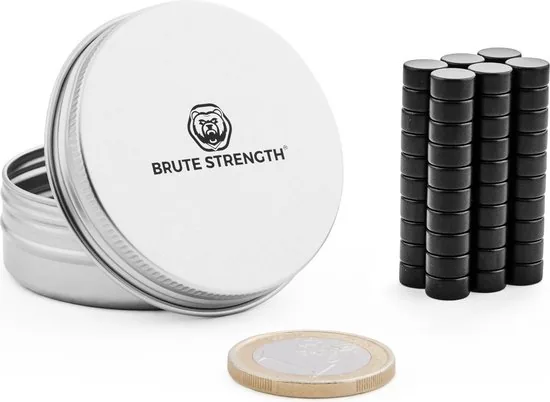 Brute Strength - Super sterke magneten - Rond - 10 x 5 mm - 60 Stuks - Zwarte magneten - Neodymium magneet sterk thumbnail 3