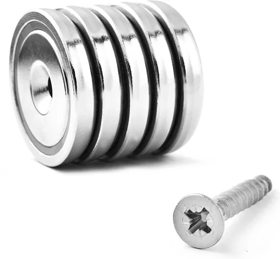 Brute Strength - Super sterk magnetisch ophangsysteem voor gereedschap, sleutels en messen - 40 mm - 5 stuks - Messenstrip - Magneetstrip - Afbeelding 1