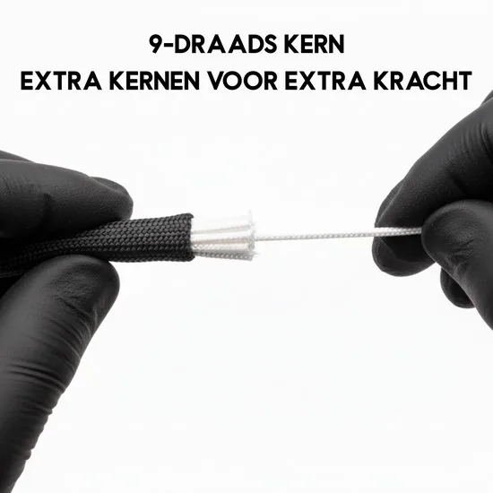 Paracord 550 - Touw - 4 mm - 30 meter - Zwart - 250 kg trekkracht - Niet elastisch thumbnail 3