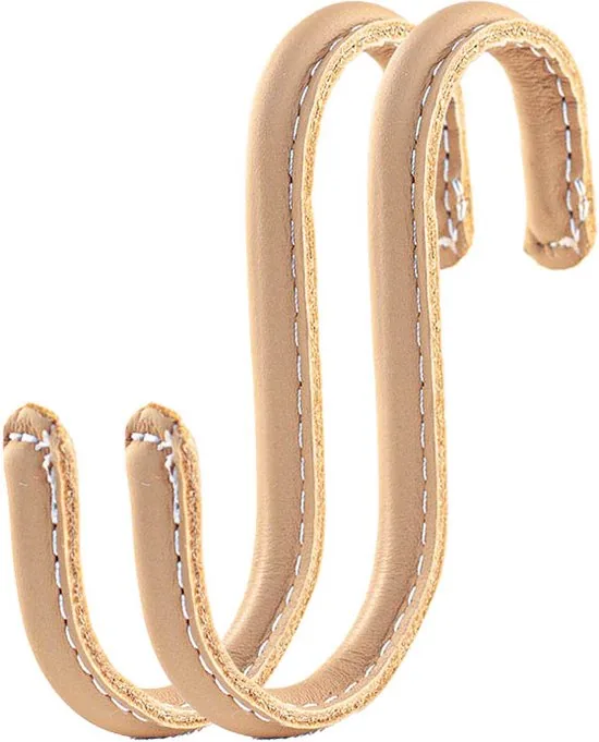 Brute Strength - Leren S-haken - Naturel - 2 stuks - Kledinghaak - Leer - Afbeelding 1
