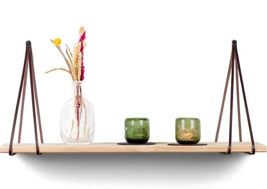 Leren plankdragers gesplitste draden - Bruin - 6 stuks - Echt lederen planken dragers - Afbeelding 1