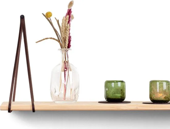 Leren plankdragers gesplitste draden - Bruin - 6 stuks - Echt lederen planken dragers thumbnail 2