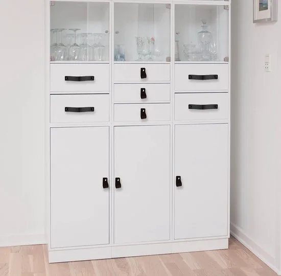 Leren handgrepen - Zwart - 2 stuks - 16,5 x 2,5 cm - - Handgreep zwart - Handgrepen leer - Leren meubelgreep thumbnail 10