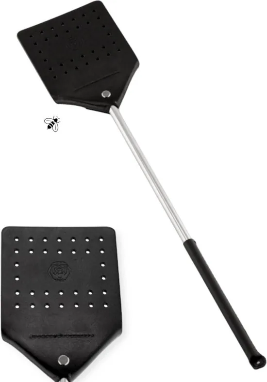 Brute Strength - Leren vliegenmepper - Zwart - 1 stuk - Vliegenvanger - Vliegenmeppers - Leer - Afbeelding 1