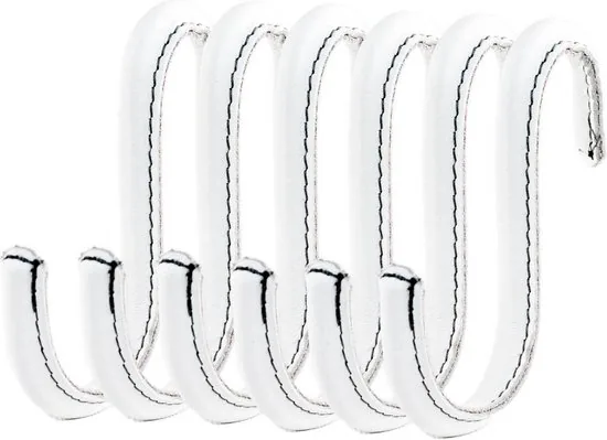 Brute Strength - Leren S-haken - Wit - 6 stuks - Kledinghaak - Leer - Afbeelding 1