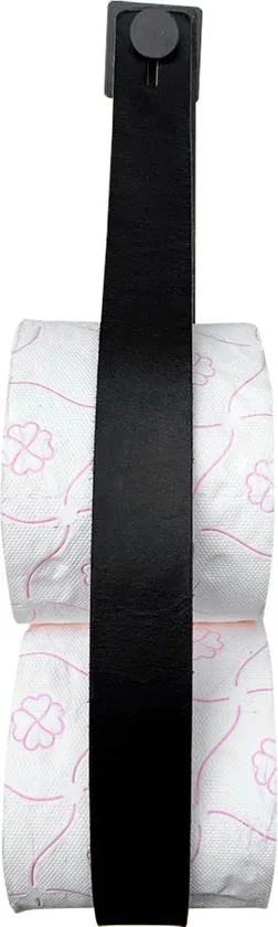 Luxe Leren toiletrolhouder - Zwart - Reserverolhouder - 100% Volnerfleer thumbnail 2