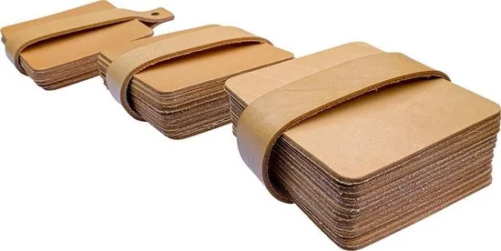 Brute Strength - Onderzetters voor glazen - Leer - Naturel - Vierkant - 6 stuks - Leren onderzetters thumbnail 5