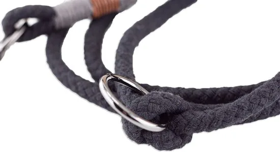 Brute Strength - Hondenriem - 140cm - Zwart/Cognac/Grijs - Handgemaakt - Luxe handvat van leer - 100% volnerfleer thumbnail 7