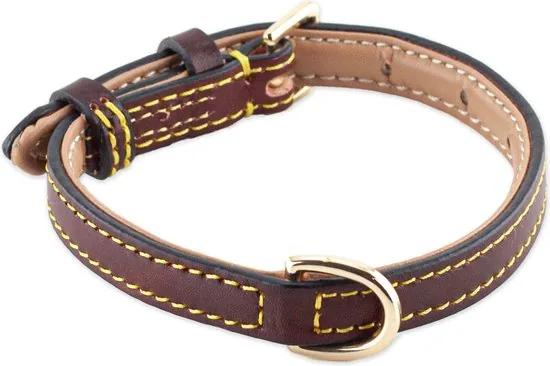 Brute Strength - Luxe leren halsband hond - Bruin - S - (26 - 33 cm) x 1,5cm - Halsband puppy thumbnail 2