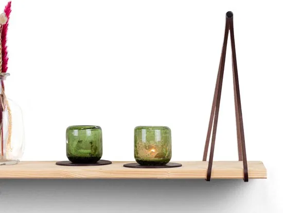 Leren plankdragers gesplitste draden - Bruin - 2 stuks - Echt lederen planken dragers thumbnail 3