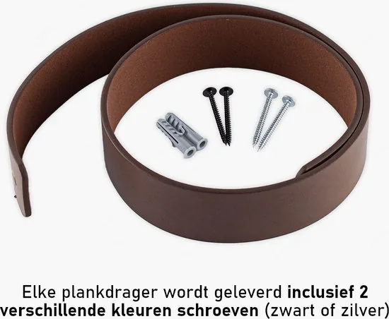 Leren plankdragers - Bruin - 2 stuks - PU lederen planken dragers - Kunstleer plank dragers - Wandplank industrieel - Legplankdrager thumbnail 2