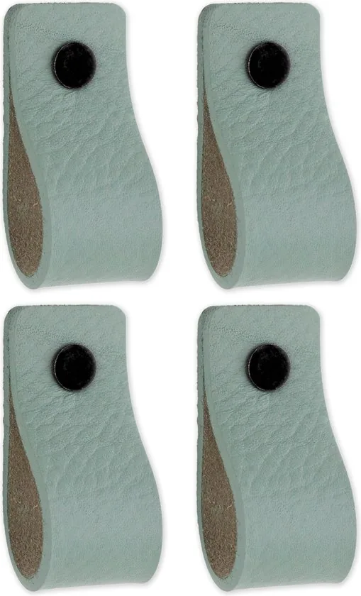 Leren handgrepen - Vaalgroen - 2 stuks - 12,5 x 2,5 cm - incl. 3 kleuren schroeven - Handgrepen leer - Leren meubelgreep thumbnail 6