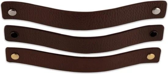 Leren handgrepen - Kastanje Bruin - 2 stuks - 20 x 2,5 cm - incl. 3 kleuren schroeven - Handgrepen leer - Leren meubelgreep thumbnail 8