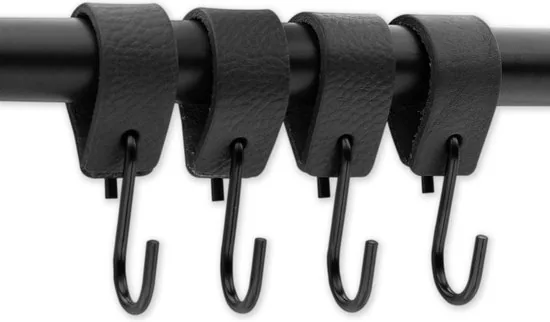 Brute Strength - Leren S-haak hangers - Antraciet - 12 stuks - 12,5 x 2,5 cm - Zwart zilver - Leer thumbnail 5