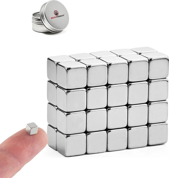 Brute Strength - Super sterke magneten - Vierkant - 5 x 5 x 5 mm - 40 Stuks - Neodymium magneet sterk - Magneten koelkast - Afbeelding 1