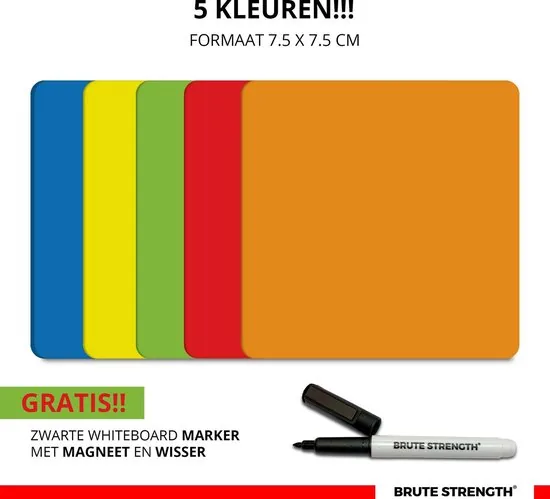 Whiteboard  Scrum Magneten met stift  -75 stuks - Mix - 5 kleuren - 7,5 x 7,5cm - Post it notes voor Magneetbord en Koelkast thumbnail 4