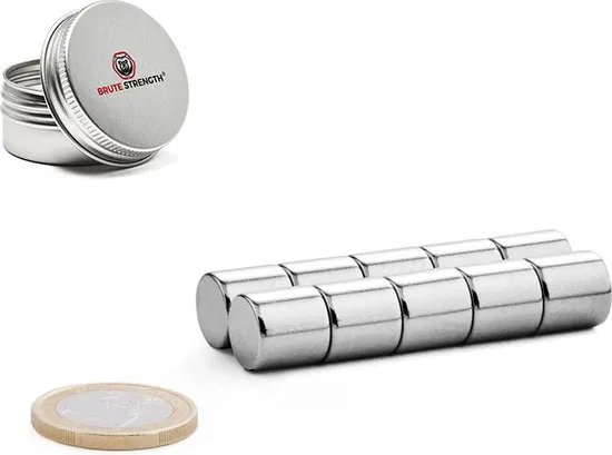 Brute Strength - Super sterke magneten - Rond - 10 x 10 mm - 10 Stuks - Geschikt voor radiatorfolie - Neodymium magneet sterk thumbnail 2