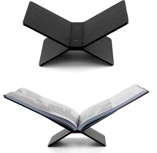 Brute strength - PU Lederen Boekensteun Zwart - Boekenstandaard - Boekensteun kunstleer zwart - Leesstandaard - Bookstand - Book holder - Afbeelding 1