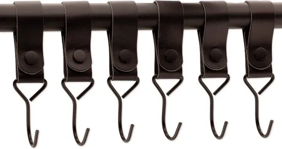 Brute Strength - Multifunctionele Haak Met Lederen Lus - Zwart - 2 stuks - Kapstokhaak - Kampeerhaak - Leer thumbnail 4