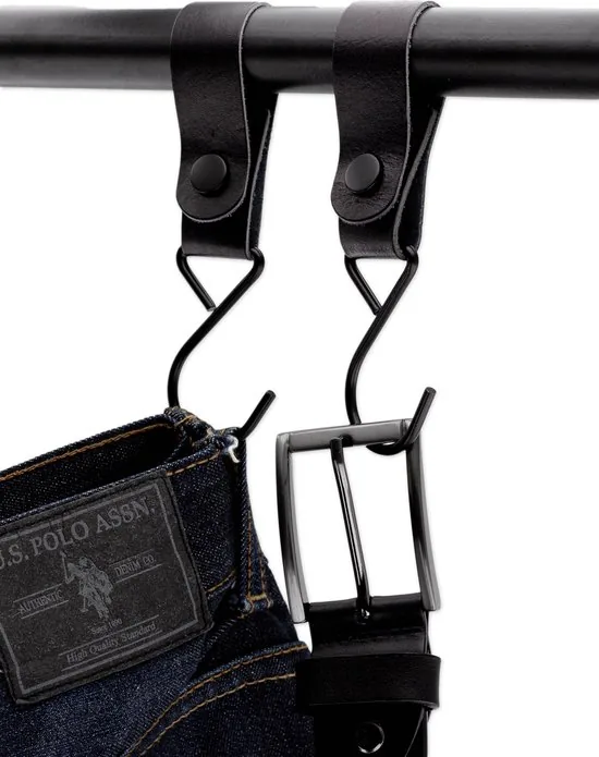 Brute Strength - Multifunctionele Haak Met Lederen Lus - Zwart - 2 stuks - Kapstokhaak - Kampeerhaak - Leer thumbnail 5