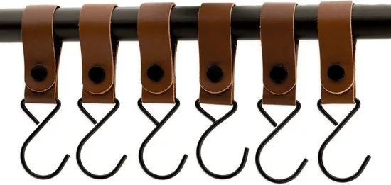 Brute Strength - Multifunctionele Haak Met Lederen Lus - Cognac - 12 stuks - Kapstokhaak - Kampeerhaak - Leer thumbnail 5