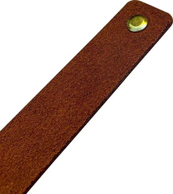 Leren handgrepen van zacht suede - Cognac - 6 stuks - 16,5 x 2,5 cm - incl. 3 kleuren schroeven - Handgrepen leer - Leren meubelgreep thumbnail 5