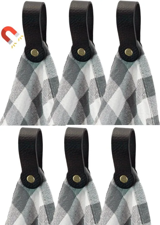 Brute Strength - Leren magneet theedoekhaak - Zwart - 6 stuks thumbnail 1