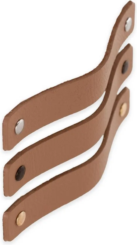 Leren handgrepen - Taupe - 4 stuks - 16,5 x 2,5 cm - incl. 3 kleuren schroeven voor de leren handgreep - Handgrepen leer - Leren meubelgreep thumbnail 7