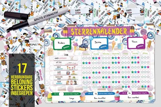Brute Strength - Magnetisch Beloningssysteem (41) - A3 - Beloningskalender - Planborden - Weekplanner kind - Zindelijkheidstraining thumbnail 5