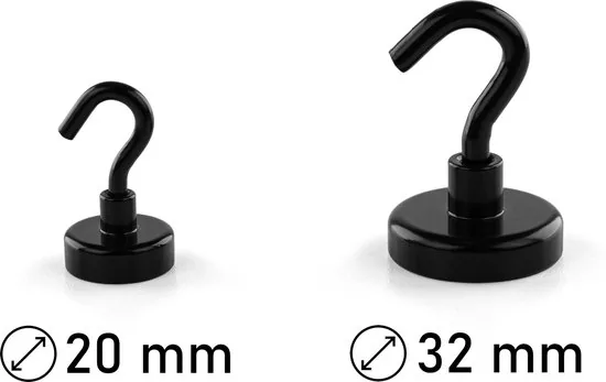 Brute Strength - Super sterke magnetische ophanghaakjes - Zwart - 32 mm - 5 stuks - Ophanghaken - Magneet haakjes thumbnail 3