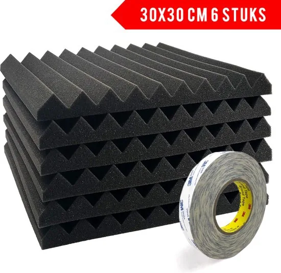 Brute Strength - Isolatieplaten - Inclusief zelfklevende tape - 30x30x5 cm - Wedge - 6 stuks - Geluidsisolatie thumbnail 1