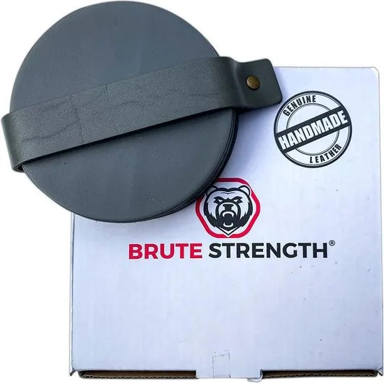 Brute Strength - Onderzetters voor glazen - Leer - Grijs - Rond - 6 stuks - Grijze leren onderzetters thumbnail 6