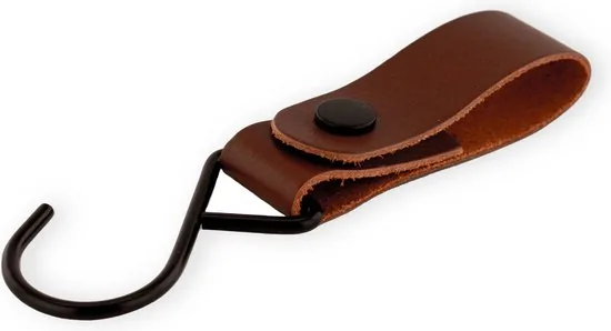 Brute Strength - Multifunctionele Haak Met Lederen Lus - Cognac - 2 stuks - Kapstokhaak - Kampeerhaak - Leer thumbnail 6