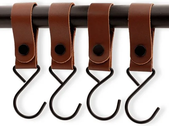 Brute Strength - Multifunctionele Haak Met Lederen Lus - Cognac - 2 stuks - Kapstokhaak - Kampeerhaak - Leer thumbnail 8