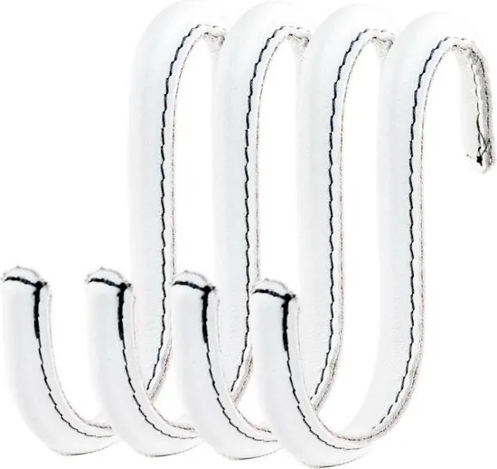 Brute Strength - Leren S-haken - Wit - 4 stuks - Kledinghaak - Leer - Afbeelding 1