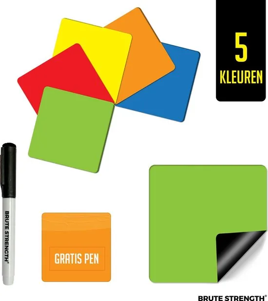 Whiteboard Scrum Magneten met stift - 50 stuks - Mix - 5 kleuren - 7,5 x 7,5cm - Post it notes voor Magneetbord en Koelkast thumbnail 2