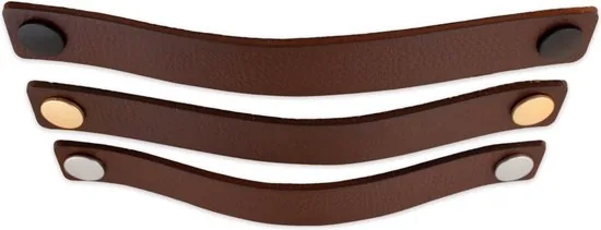 Leren handgrepen - Cognac - 6 stuks - 25 x 3 cm - incl. 3 kleuren schroeven - Handgrepen leer - Leren meubelgreep thumbnail 4