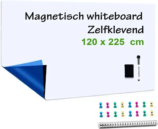 Brute Strength - Magnetisch Whiteboard Folie Zelfklevend (120x225 cm)  met wisser - Weekplanner magneten en marker - Afbeelding 1