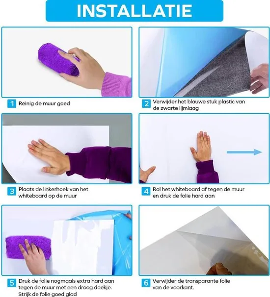 Brute Strength - Magnetisch Whiteboard Folie Zelfklevend (120x225 cm)  met wisser - Weekplanner magneten en marker thumbnail 2