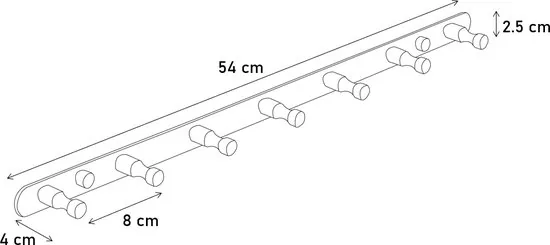 Brute Strength - RVS Kapstok 7 - haaks - 54 cm - Mat Zwart - Wandkapstok - Hangende Design Muurkapstok thumbnail 7