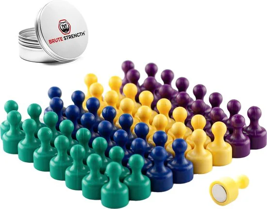 Brute Strength - Gekleurde Magneten Pionnen - 20 x 12 mm - 60 stuks - Neodymium magneet sterk - Voor koelkast - Afbeelding 1