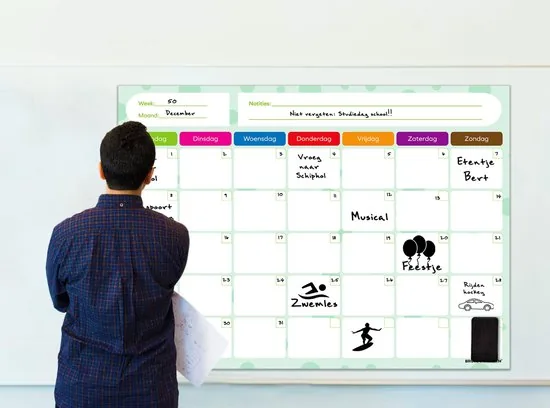 Brute Strength - Magnetisch Weekplanner whiteboard (8) - 91 x 67 cm - Planbord - Familieplanner - Gezinsplanner - To Do Planner - Afbeelding 1