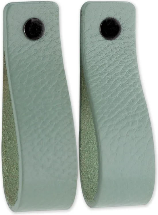 Leren handgrepen - Vaalgroen - 12 stuks - 20,0 x 2,5 cm - incl. 3 kleuren schroeven - Handgrepen leer - Leren meubelgreep thumbnail 6