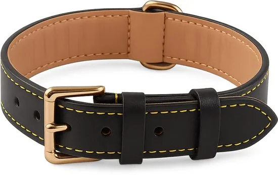 Brute Strength - Luxe leren halsband hond - Zwart - XXL - (66 - 73) x 3,5 cm - Afbeelding 1
