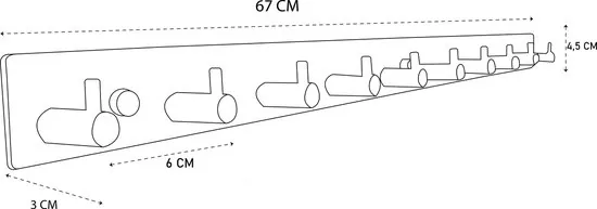Brute Strength - RVS Kapstok - 10 - haaks - 67 cm - Mat Zwart - Wandkapstok thumbnail 4